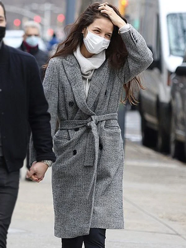 Super Bargain Katie Holmes Grey Tweed Coat