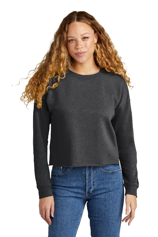 Overstock New Era Womens Fleece Crop Crewneck Sweatshirt - Heather Black