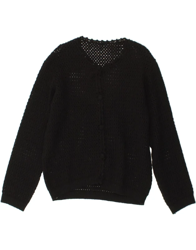 Special Price VINTAGE Womens Cardigan Sweater UK 14 Medium Black