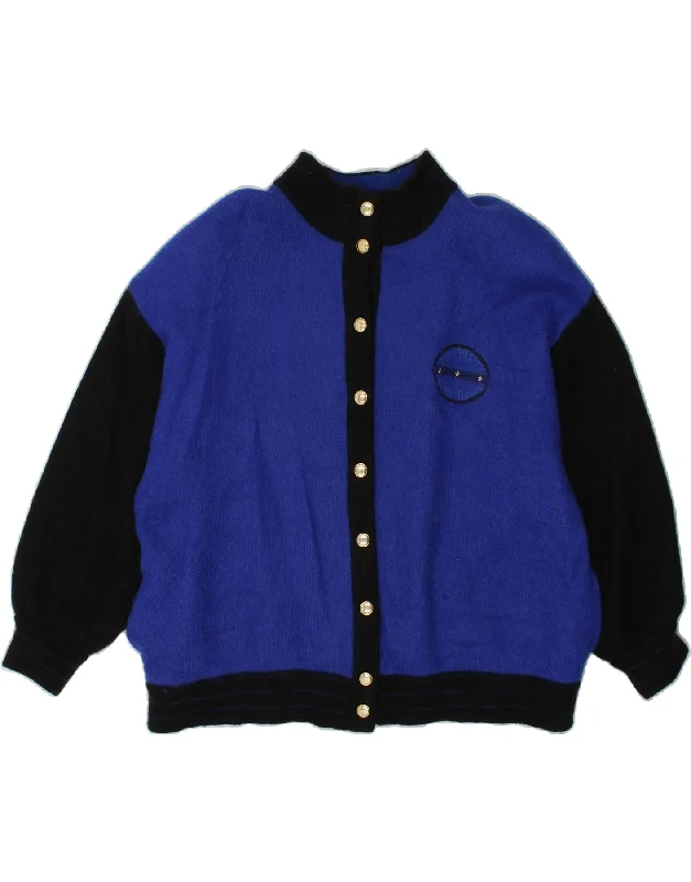Can't Be Beat LUCIA Womens Cardigan Sweater UK 22 2XL Blue Colourblock Mohair