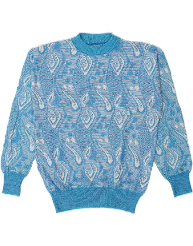 Value Deals VINTAGE Womens Abstract Pattern Crew Neck Jumper Sweater EU 38 Medium Blue Value Deals VINTAGE Womens Abstract Pattern Crew Neck Jumper Sweater EU 38 Medium Blue