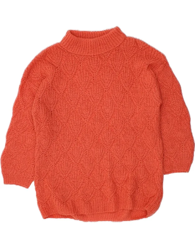 Special Discount VINTAGE Womens Turtle Neck Jumper Sweater UK 20 2XL Orange