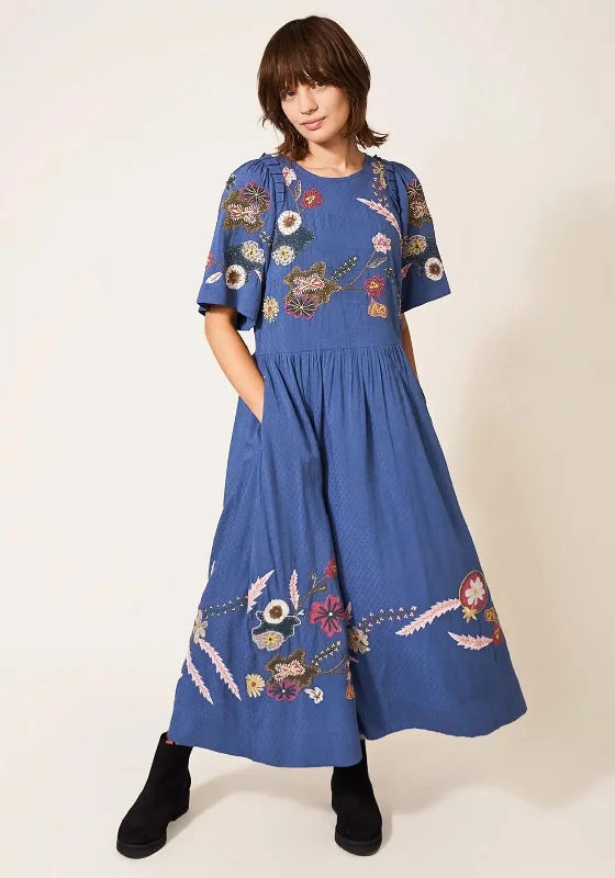 Incredible Offers White Stuff Pippa Embroidered Midi Dress, Blue Multi