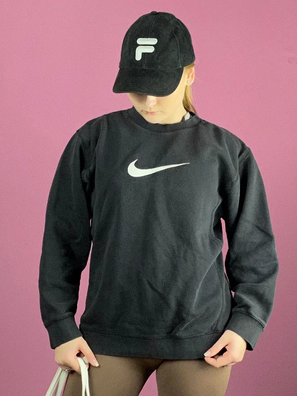 Act Now 90s Nike Vintage Women's Big Logo Sweatshirt - S Black Cotton Blend