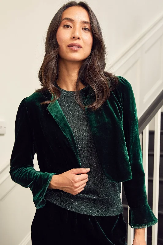 Super Deal Adie Velvet Shrug | Emerald