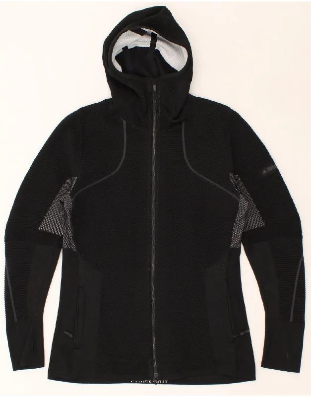 Special Discount ADIDAS Womens Graphic Zip Hoodie Sweater UK 12/14 Medium Black