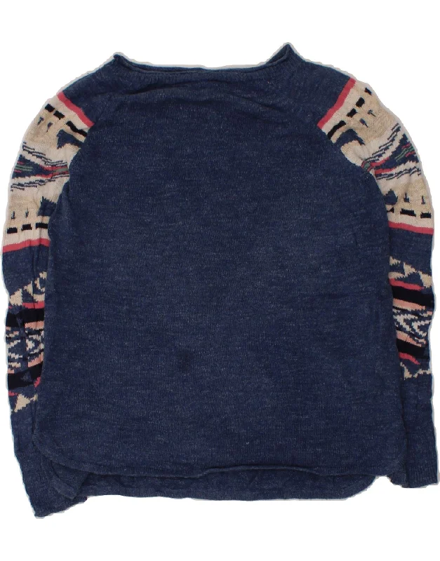 Huge Savings CHAPS Womens Boat Neck Jumper Sweater UK 14 Medium Navy Blue Fair Isle