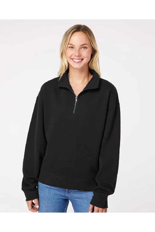 Final Markdown MV Sport Womens Sueded Fleece 1/4 Zip Sweatshirt - Black
