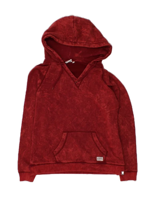 Great Bargains ANIMAL Womens Oversized Hoodie Jumper UK 10 Small Red Tie Dye Cotton