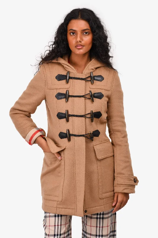 Exclusive Offers Burberry London Brown Wool Hooded Peacoat with Toggle Closure Size 6 US