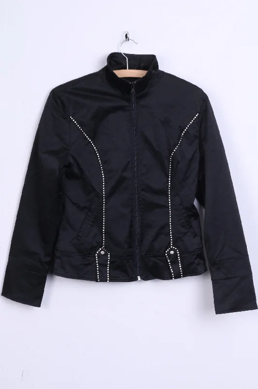 Epic Deals MING ZHIXIONG Womens M Jacket Black Zircons Embroidered Back