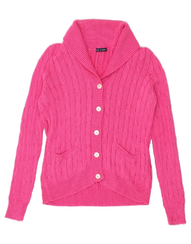 Midnight Sale RALPH LAUREN Womens Cardigan Sweater UK 18 XL Pink Cotton