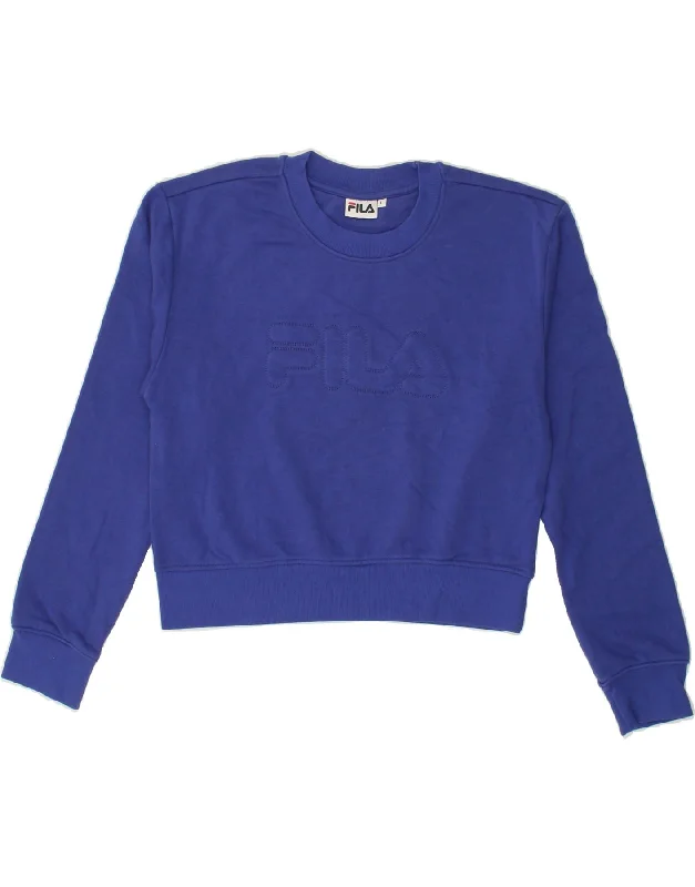Buy Now FILA Womens Graphic Sweatshirt Jumper UK 16 Large Purple Cotton
