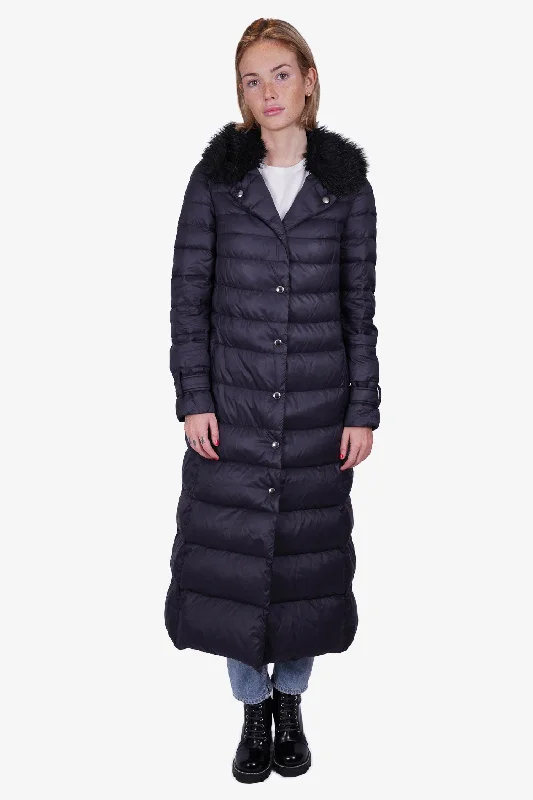 Year-End Sale Red Valentino Navy Long Puffer with Fur Trim on Hood Size 40