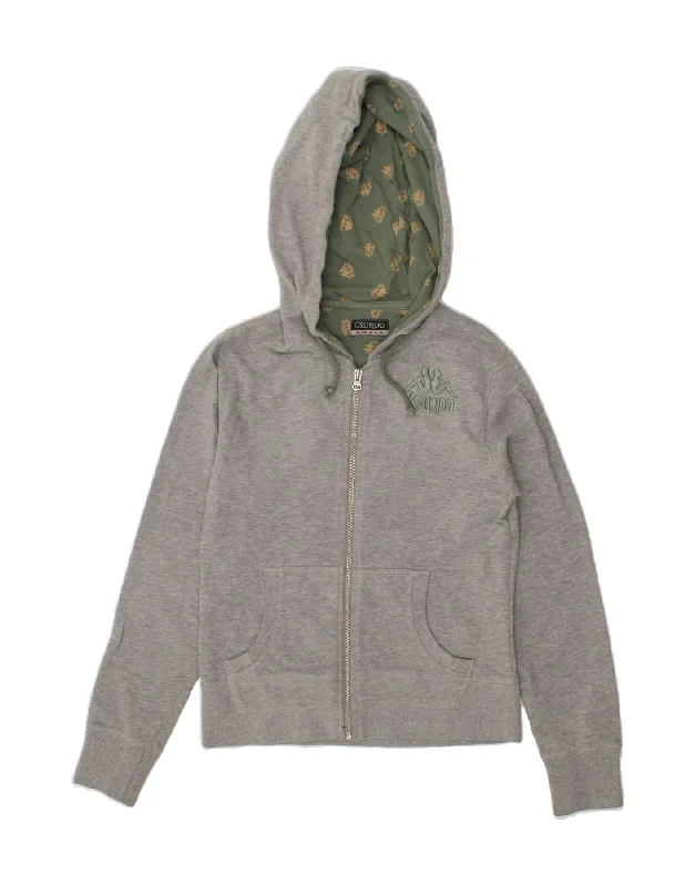 Deal Alert KAPPA Womens Zip Hoodie Sweater UK 10 Small Grey