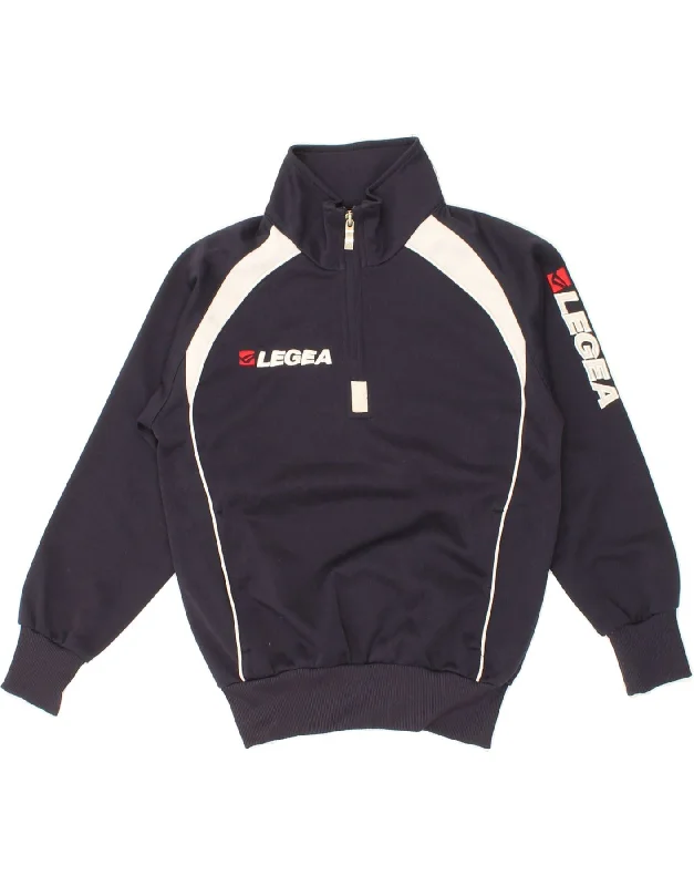 Deal Dash LEGEA Womens Graphic Zip Neck Sweatshirt Jumper UK 2 2XS Navy Blue