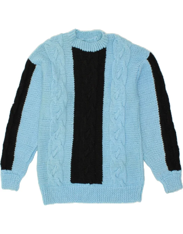 Online Exclusive VINTAGE Womens Crew Neck Jumper Sweater UK 16 Large Blue Colourblock Online Exclusive VINTAGE Womens Crew Neck Jumper Sweater UK 16 Large Blue Colourblock