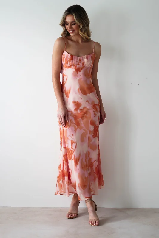 Crazy Deals Starling Printed Maxi Dress | Orange Print