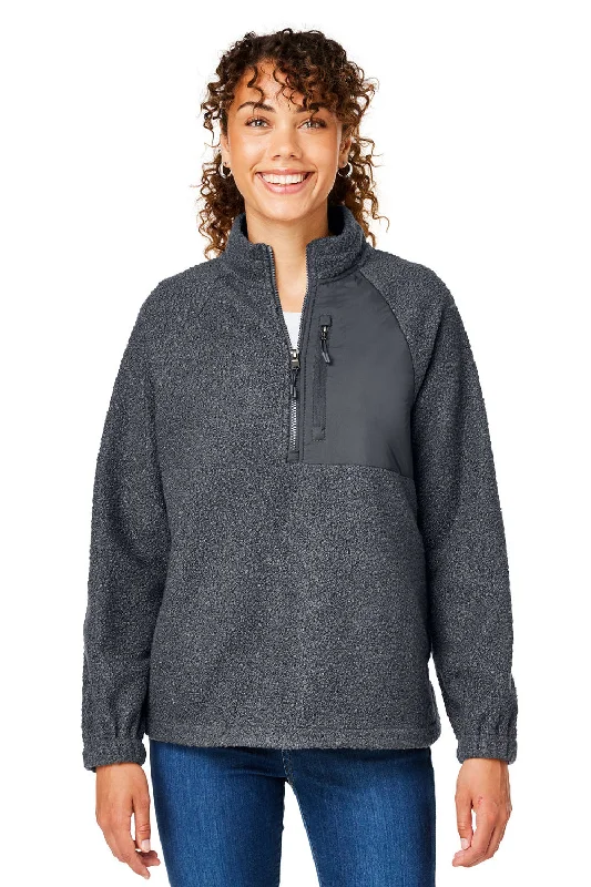 Don't Wait North End Womens Aura Sweater Fleece 1/4 Zip Sweatshirt w/ Pockets - Carbon Grey