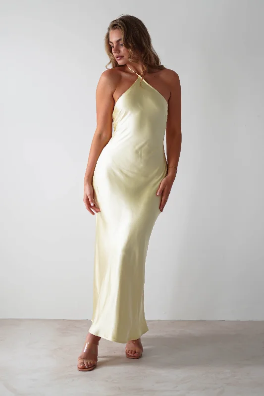 Special Promotion Heather Soft Satin Maxi Dress | Yellow