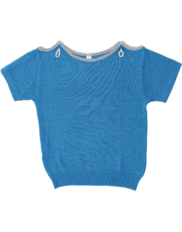 Exclusive Savings VINTAGE Womens Short Sleeve Boat Neck Jumper Sweater IT 40 Small Blue Exclusive Savings VINTAGE Womens Short Sleeve Boat Neck Jumper Sweater IT 40 Small Blue