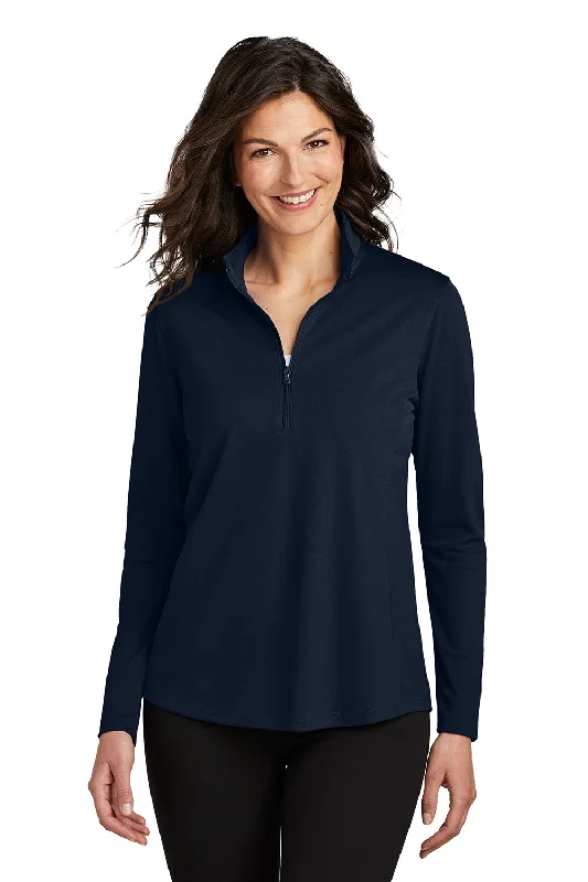 Great Deals Port Authority Womens Dry Zone Moisture Wicking Micro Mesh 1/4 Zip Sweatshirt - River Navy Blue