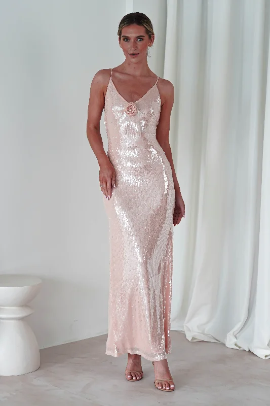 Deep Discounts Ellba Sequin Maxi Dress | Peach