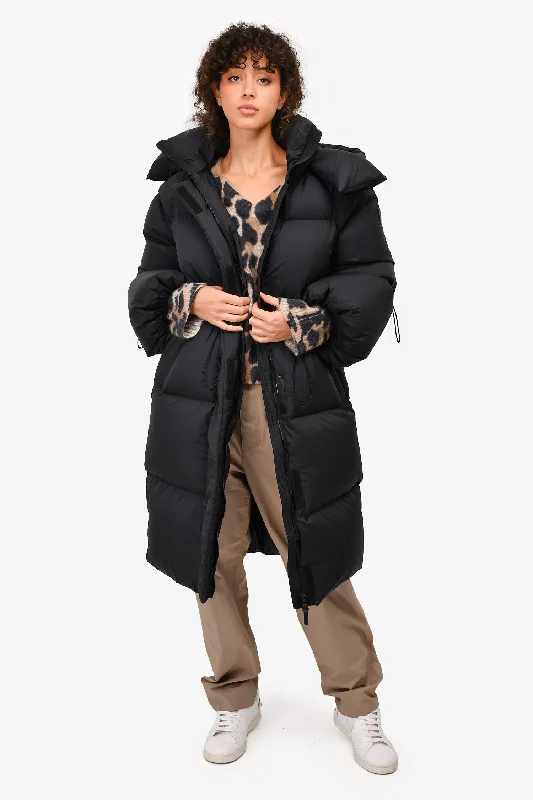 New Markdowns Mackage Black Down Drawstring Detailed Detachable Hood 'Lenzi' Jacket Size XS
