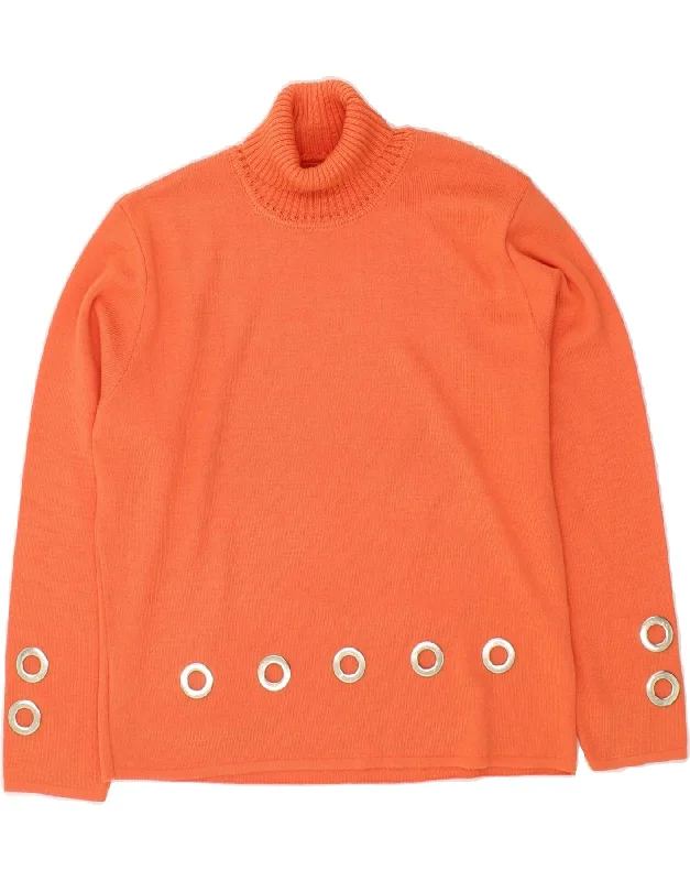 Price Blitz VINTAGE Womens Roll Neck Jumper Sweater UK 14 Medium Orange