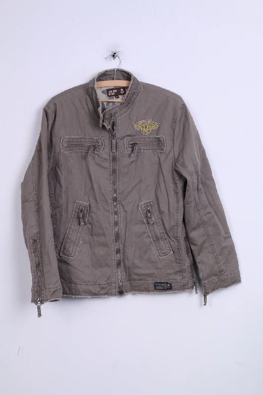 Crazy Savings Life and Glory Womens S Jacket Khaki Military Cotton Zip Up