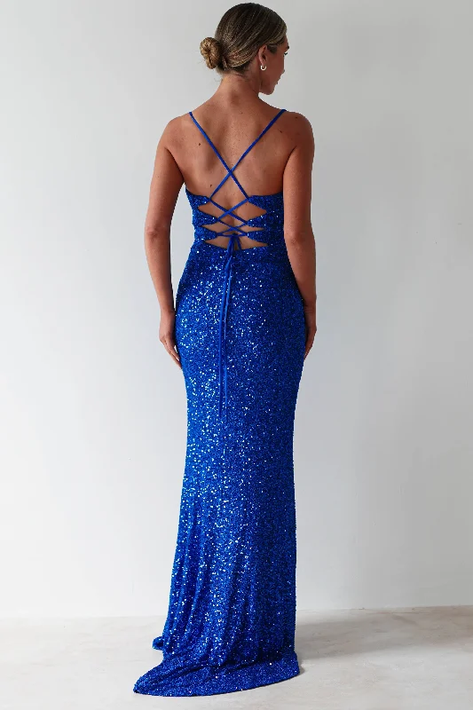 Bonus Savings Clarisse Bodycon Sequin Gown | Royal Blue