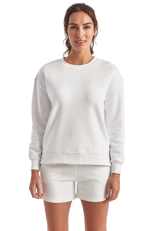 Markdowns TriDri Womens Billie Side Zip Crewneck Sweatshirt - White