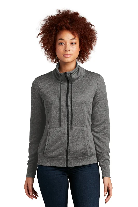 Overstock New Era Womens Performance Terry Full Zip Sweatshirt w/ Pockets - Heather Graphite Grey