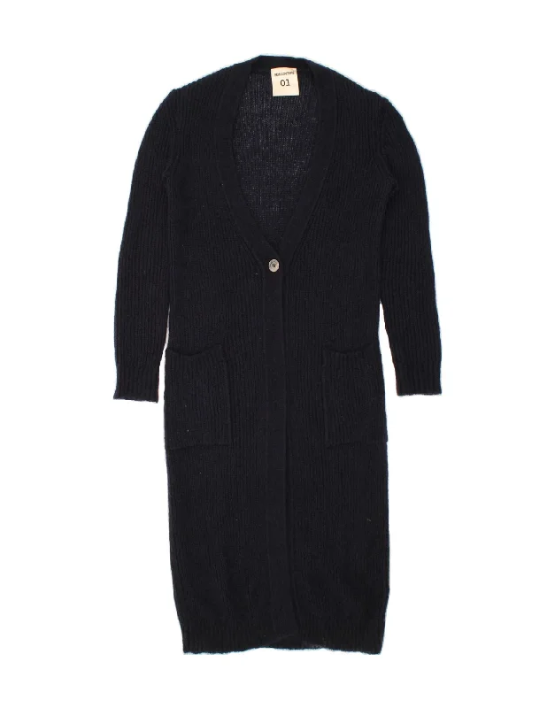 New Markdowns VINTAGE Womens Longline Cardigan Sweater UK 16 Large Navy Blue