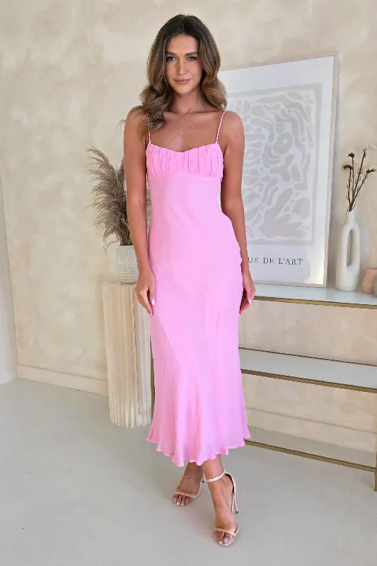 Savings Spectacular Maya Low Back Midaxi Dress | Pink