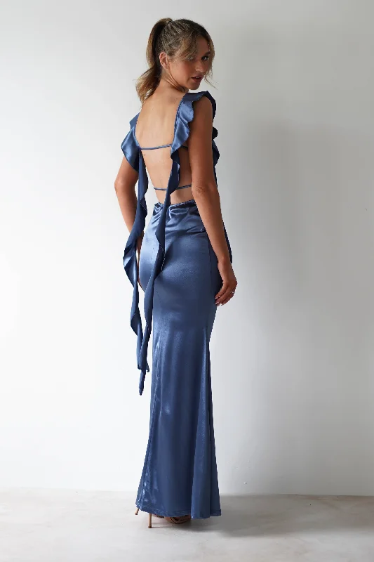 Season Finale Sale Mabel Satin Bodycon Maxi Dress | Blue