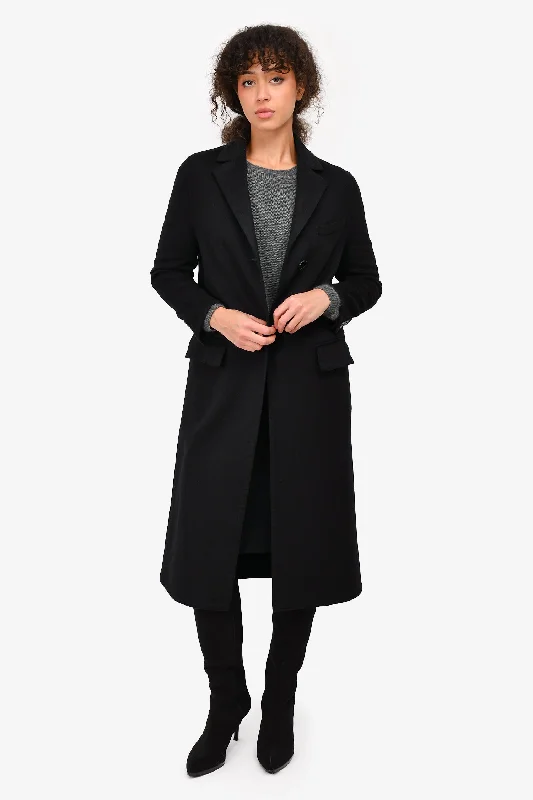 Savings Galore Valentino Black Wool/Cashmere Blend Coat Size 38