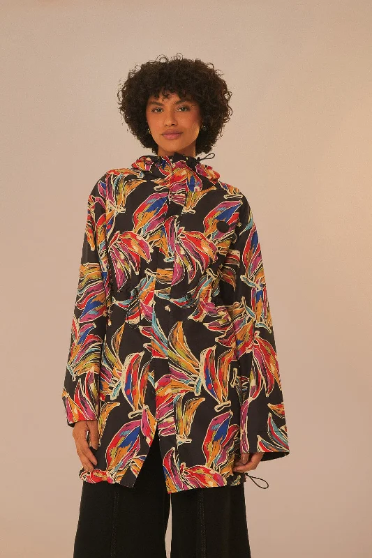Anniversary Sale Black Artsy Bananas Short Raincoat
