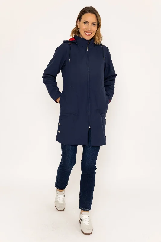 New Deals Hooded Soft Shell Rain Jacket in Navy