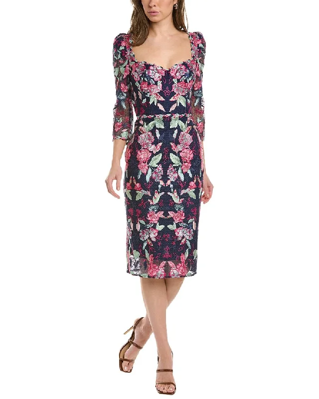 Massive Deals Marchesa Notte Embroidered Sheath Dress