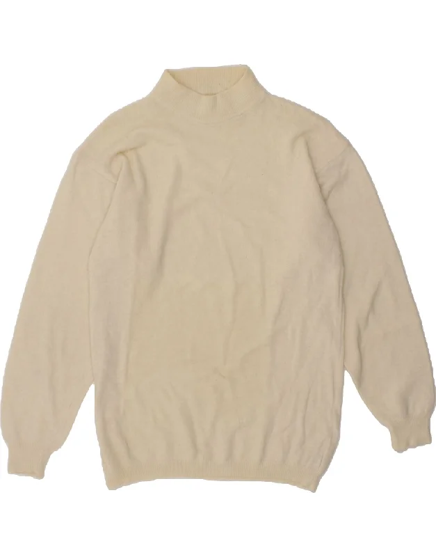 Mega Deal VINTAGE Womens Turtle Neck Jumper Sweater UK 16 Large Off White Wool