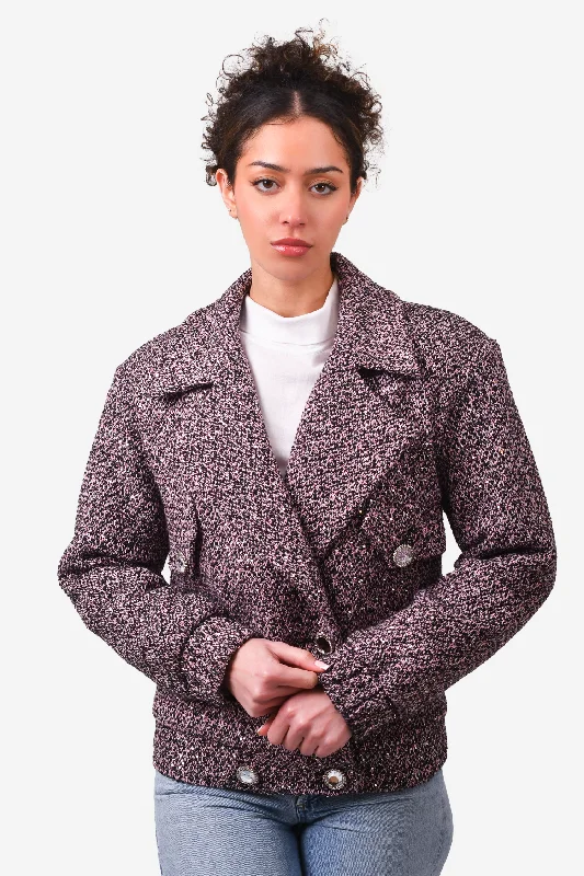 Special Discount Alessandra Rich Purple Tweed Evening Jacket Est. Size S