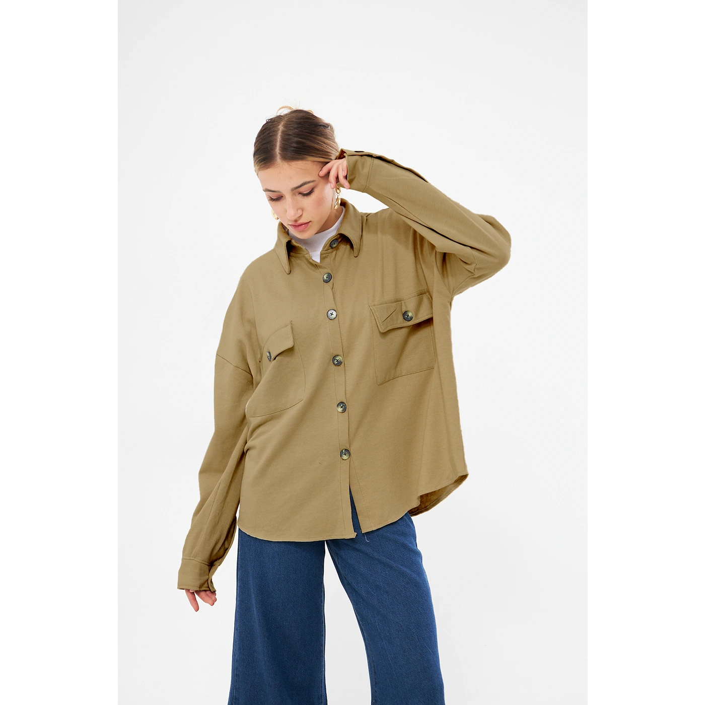 Year-End Sale Brown Oversized Shacket