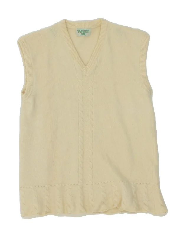 Savings Event BENETTON Womens Vest Tank Top UK 12 Medium Off White Wool