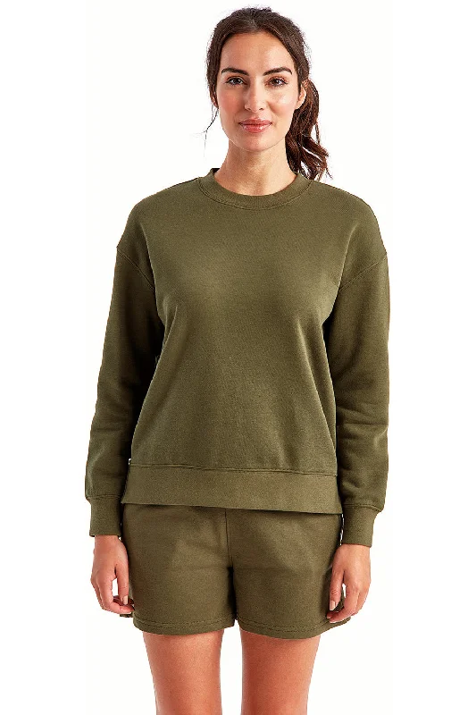New Markdowns TriDri Womens Billie Side Zip Crewneck Sweatshirt - Olive Green