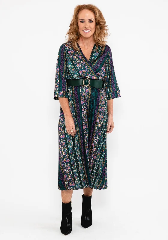 Discount Mania Seventy1 Multi Print Pleated Maxi Dress, Green Multi