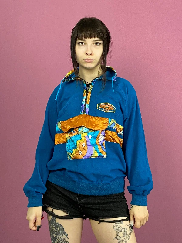 Stock Clearance 90s Silvy Vintage Women's Hald Zip Fleece - M Blue Polyester