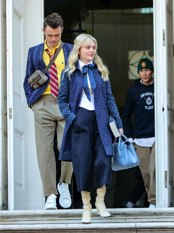 Price Buster Gossip Girl Audrey Hope Suiting Fabric Blue Coat