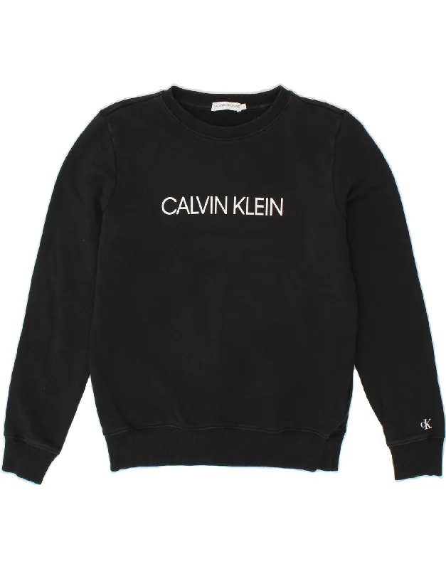 Special Savings CALVIN KLEIN JEANS Womens Graphic Sweatshirt Jumper UK 12 Medium Black