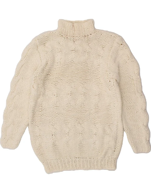Can't Miss VINTAGE Womens Turtle Neck Jumper Sweater UK 12 Medium White